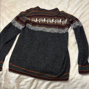 Men's Gray Patterned Cardigan Sweater